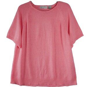 Dressbarn Womens Size 2X Sweater Shirt Top Blouse Salmon Pink Knit